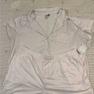 Light Pink Two-Piece Lounge PJ Set - Top & Shorts